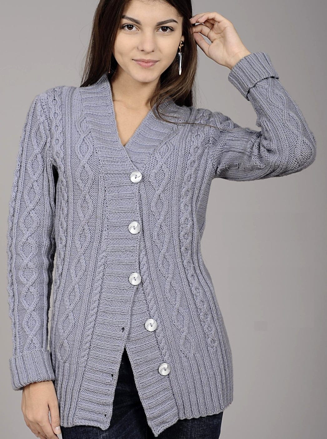 Free Knitting Patterns - Jacket with Cable Diamond Pattern