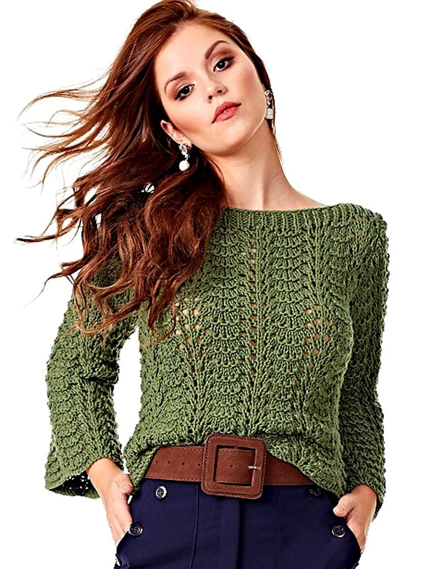 Free Knitting Patterns - Pullover in Wavy Pattern