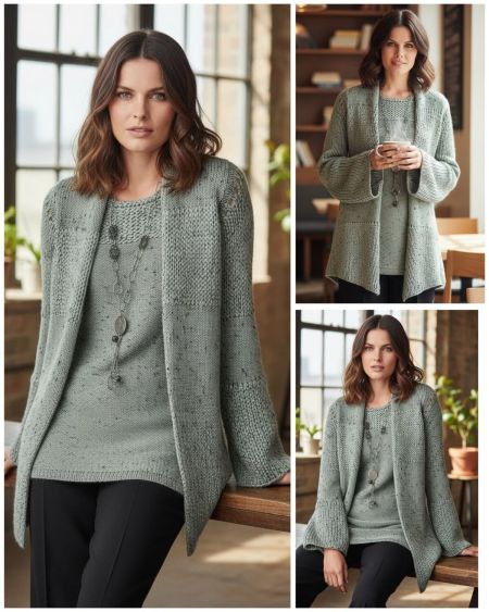 Knitting Set: Jacket und top in stockinette and reverse stockinette