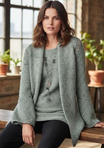 Knitting Set: Jacket und Top in stockinette and reverse stockinette