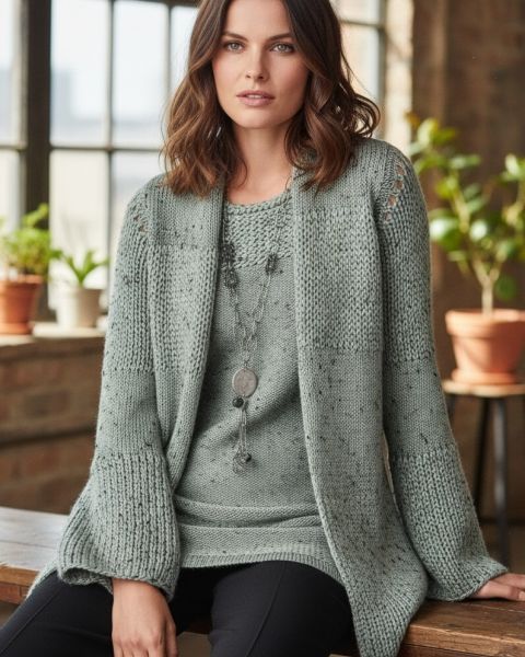 Knitting Set: Jacket und Top in stockinette and reverse stockinette