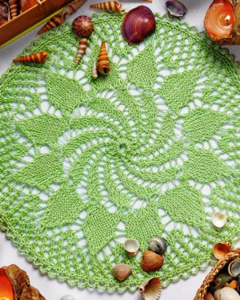 Delicate Green Knitted Napkin