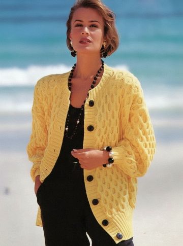 Cardigan in Large Honeycomb Stitch Pattern