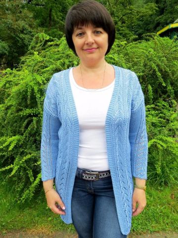 Cardigan with Lace Panels