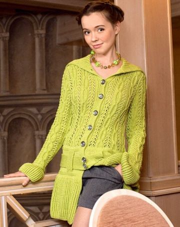 Wide Collar Cardigan with Belt