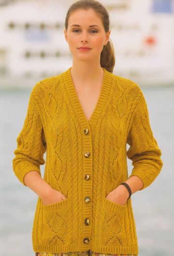 Jacket with Pockets in Lace Cable Pattern