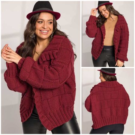 Cardigan with Squares Stitch Pattern