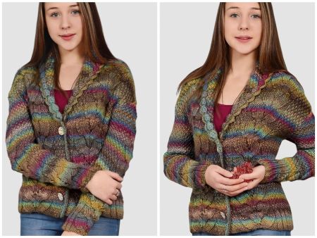 Cardigan with Seed Stitch and Cable Pattern