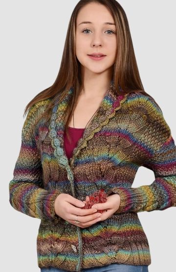 Cardigan with Seed Stitch and Cable Pattern