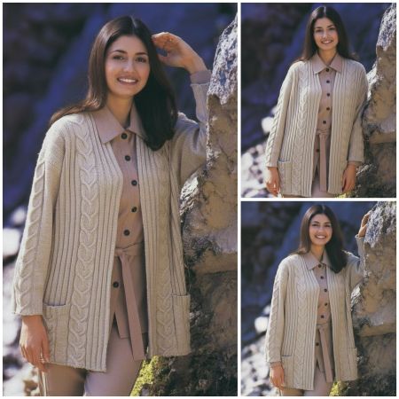 Cardigan with Vertical Cables