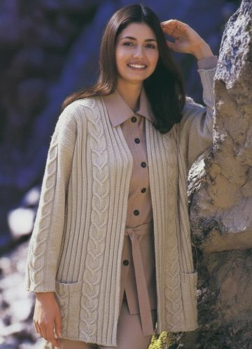 Cardigan with Vertical Cables