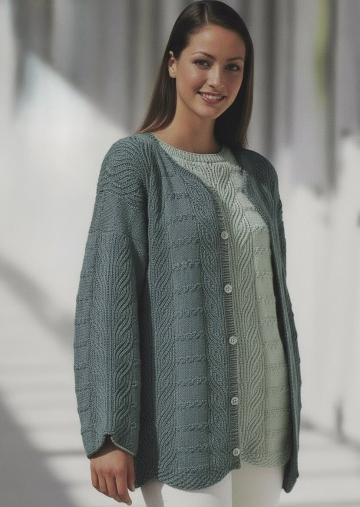 Cardigan with Brioche and Check Pattern