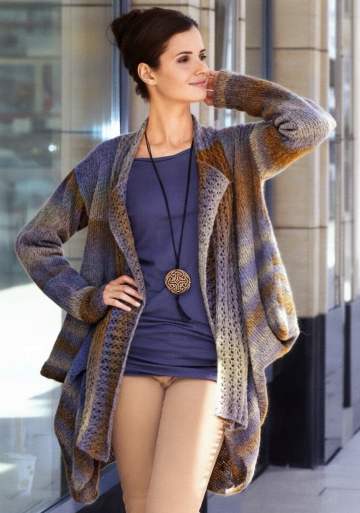Loose-Fit Cardigan with Lace Pattern