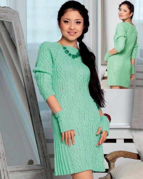 Dress and Arm Warmers in Fancy Pattern