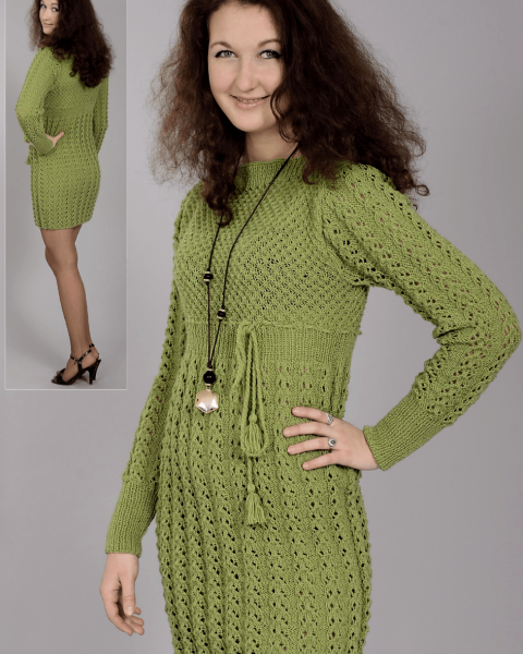 Dress with Lace Panels and Star Pattern