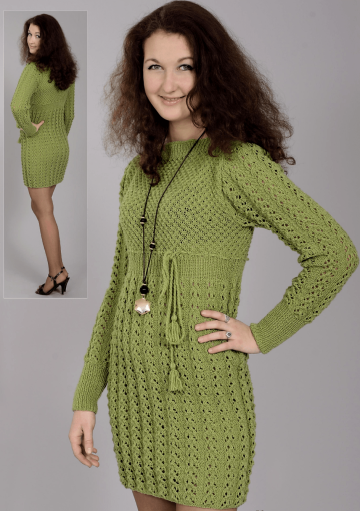 Dress with Lace Panels and Star Pattern