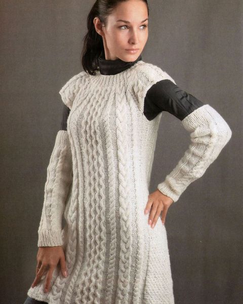 Dress and Arm Warmers in Textured Pattern
