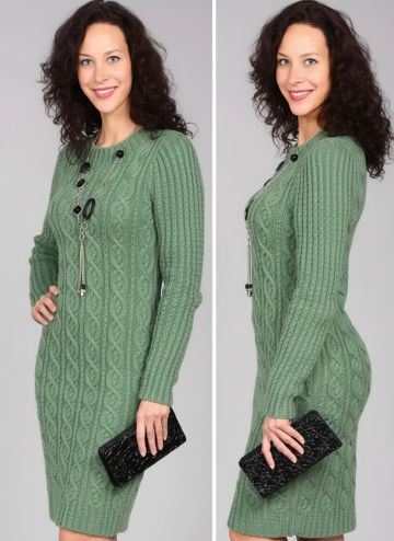 Dark Green Dress with Cables