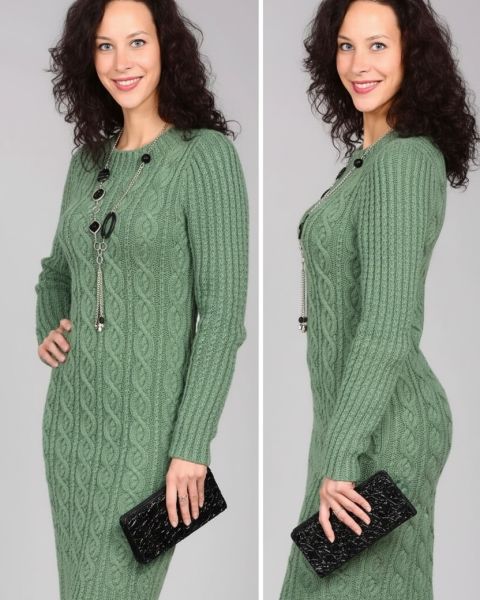 Dark Green Dress with Cables