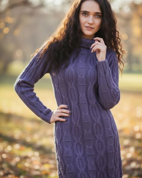 Cable Relief Dress-Tunic