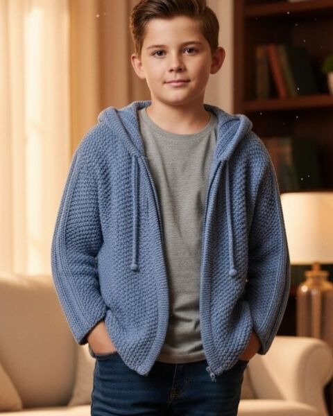 Hooded Knit Jacket for Boys