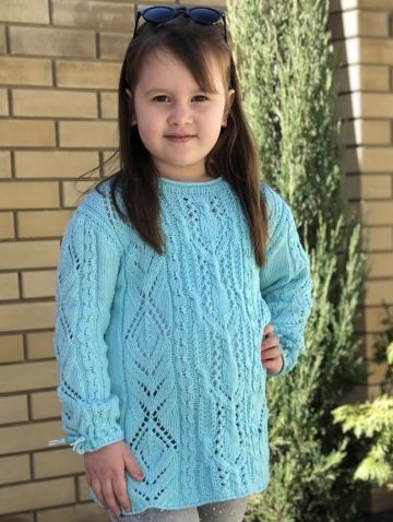 Girls Lace Cable Sweater Knitting Pattern