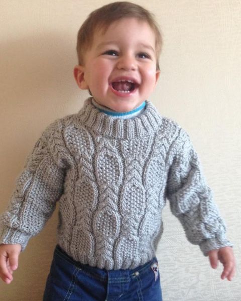 Cable and Seed Stitch Baby Sweater