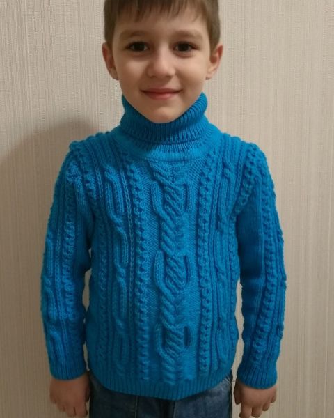 Knitted Boy's Sweater with Cables