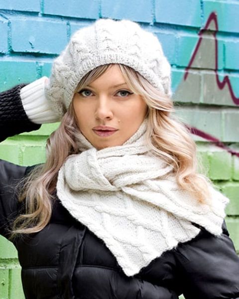 Beret and Scarf with Cables