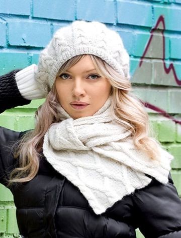 Beret and Scarf with Cables