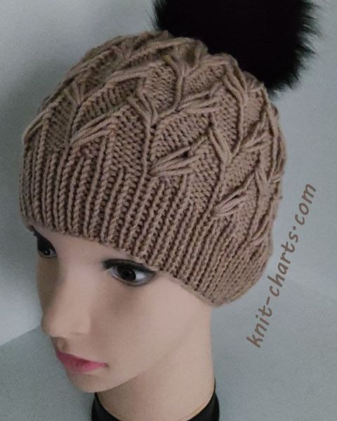 Knitted Hat with Fancy Stitch Pattern