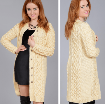Coat with Diamonds of Cables and Bobbles