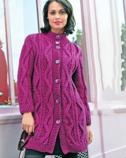 Coat in Large Textured Pattern