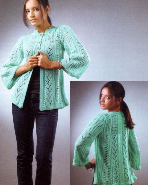 Turquoise Pattern-Mix Cardigan