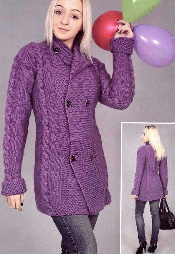 Double-Breasted Jacket with Cables
