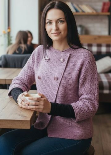 Double-Breasted Crochet Jacket