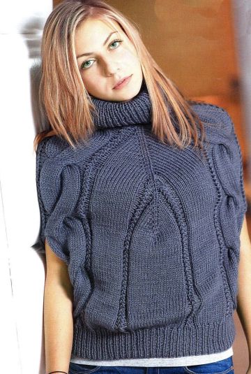 Poncho with Cables