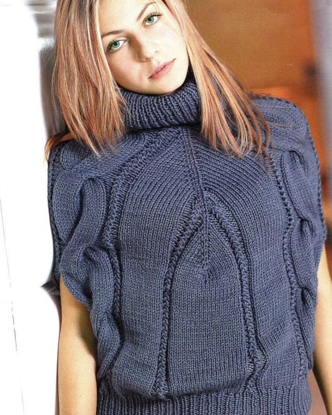 Poncho with Cables