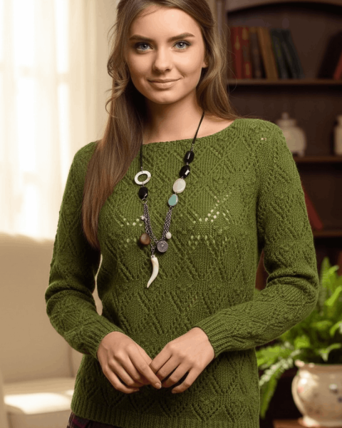 Pullover in Lace Diamond Pattern