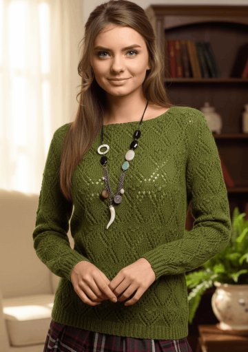 Pullover in Lace Diamond Pattern