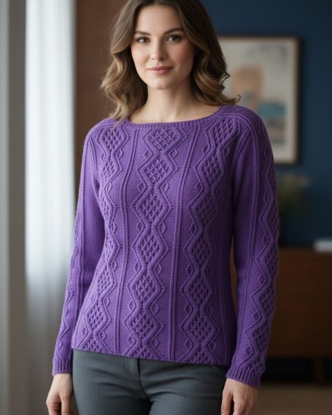 Pullover in Textured Diamonds Pattern