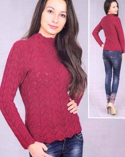 Band Collar Pullover in Fancy Pattern