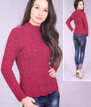 Band Collar Pullover in Fancy Pattern