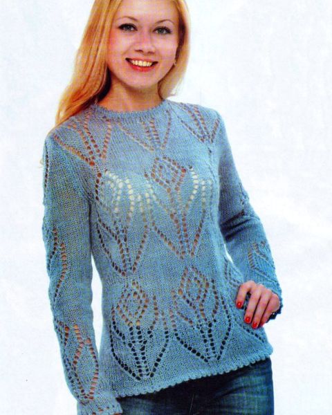 Pullover with Flower Pattern