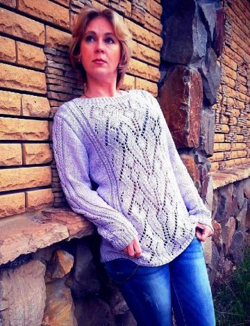 Long Pullover with Lace Pattern