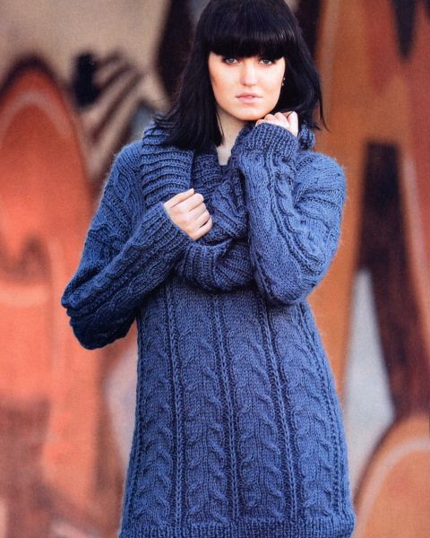 Long Pullover with Textured Pattern