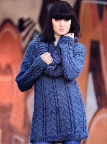 Long Pullover with Textured Pattern