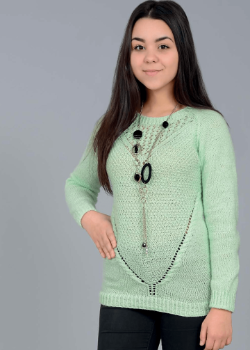 Raglan Pullover with Lace Neck
