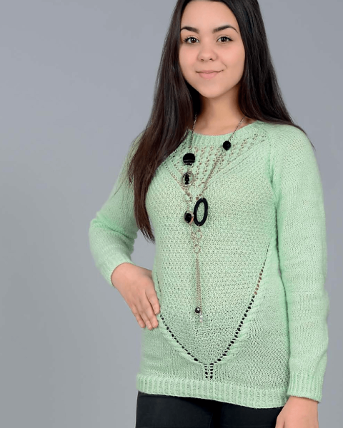 Raglan Pullover with Lace Neck