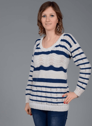 Striped Pullover with Wavy Pattern